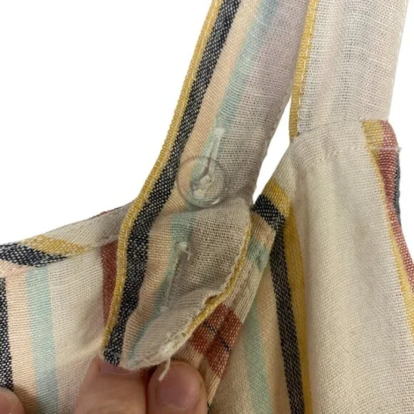 Sadie & Sage Summer Linen Striped Tier Maxi Dress Adjustable Straps - Picture 8 of 8